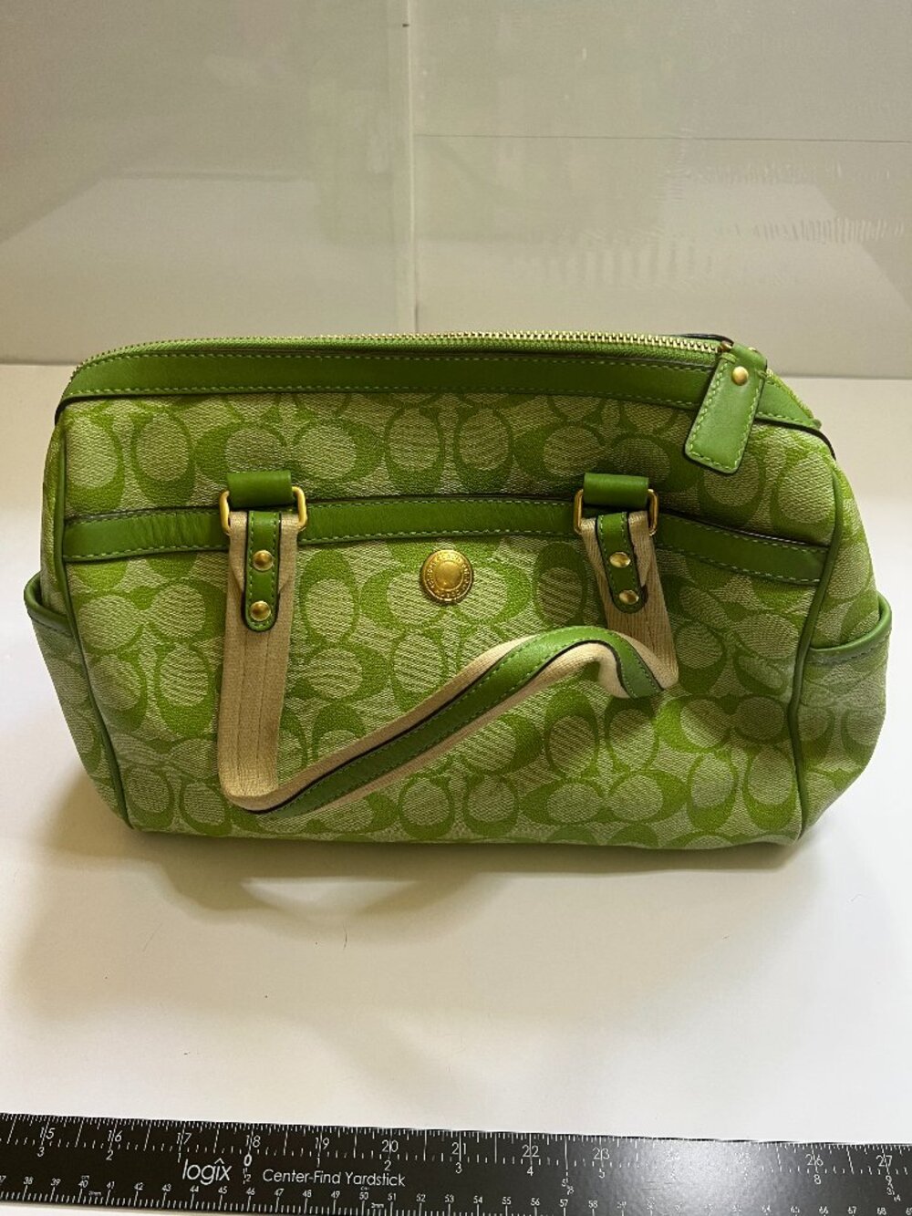 Coach Green Signature Heritage Satchel (Model 13190), - Picture 3 of 7